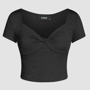 Cider Ruched Black Crop Cami Top Size 4 NWT